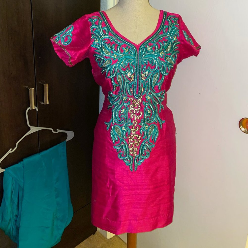 Salwar Suit- Magenta + blue